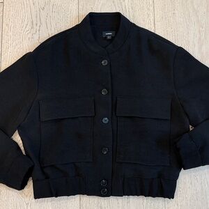 Express Patch Pocket Cropped Bomber Jacket in Pitch Black Size XS